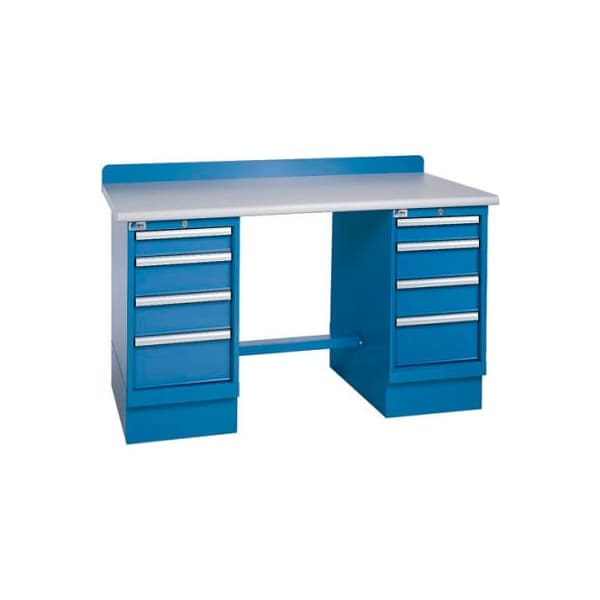 Lista International Technical Workbench w/4 Drawer Cabinets, Plastic Laminate Top - Blue XSTB61-60PT/BB - main